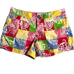 Lilly Pulitzer Turtle Short Multicolor Patchwork Size 8 Callahan Rollin Turtles